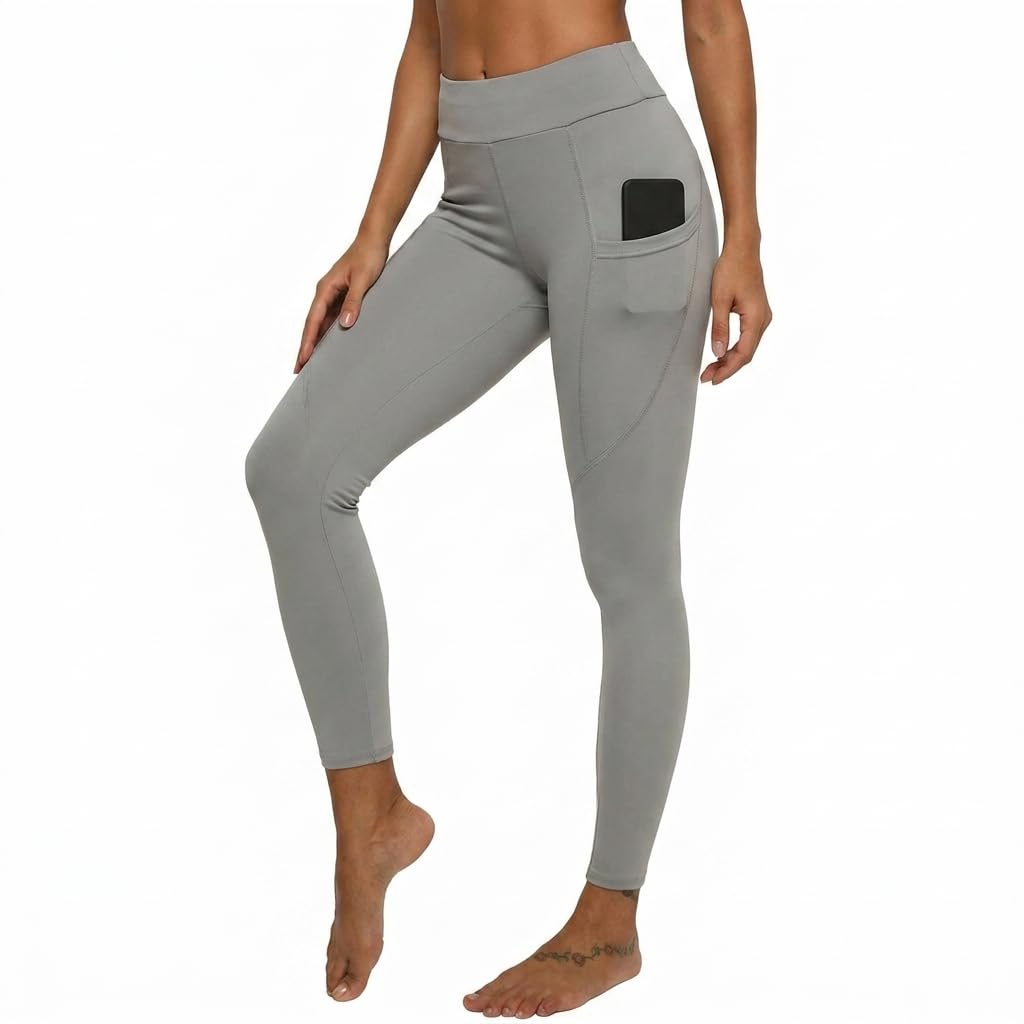 Yogazen Seamless Leggings with Pockets - Gray