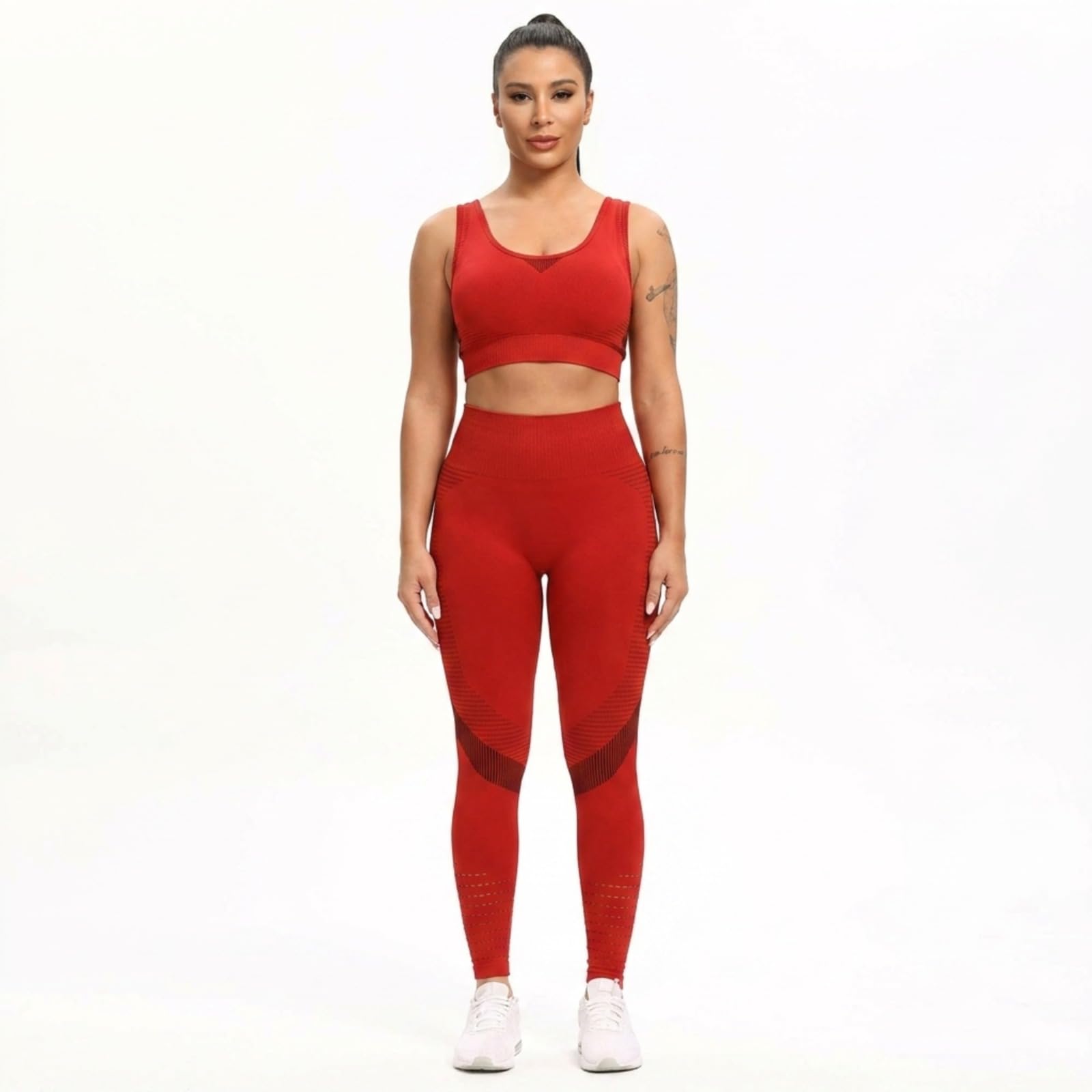 Decozen 2-Piece Crop Tank Workout Set - Red