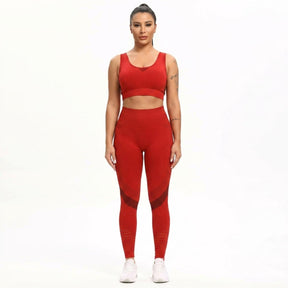 Decozen 2-Piece Crop Tank Workout Set - Red