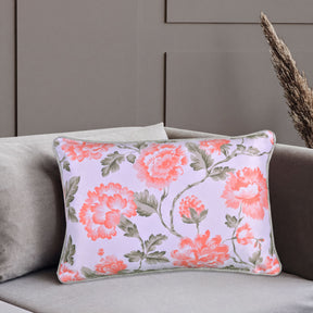 Floral printed throw pillow cover from CC-9692-4, 14 x 20 inches, featuring colorful flower patterns on fabric.