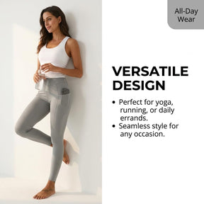Yogazen Women's High-Waist Seamless Leggings with Side Pockets – Gray
