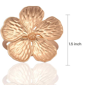 Golden Elegance – Napkin Rings in Gold Floral Design, Luxurious Decorative Dining Table Décor