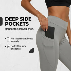 Yogazen Women's High-Waist Seamless Leggings with Side Pockets – Gray