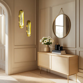 Gold Wall Candle Sconces with Feather Design - Set of 2 - Decozen 