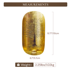 Gold Wall Candle Sconces with Tree of Life Design - Set of 2 - Decozen 