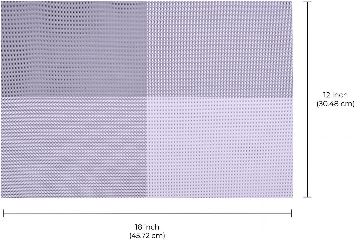 Set of four Notting Hill white and gray PVC placemats, washable and heat resistant for dining table use.