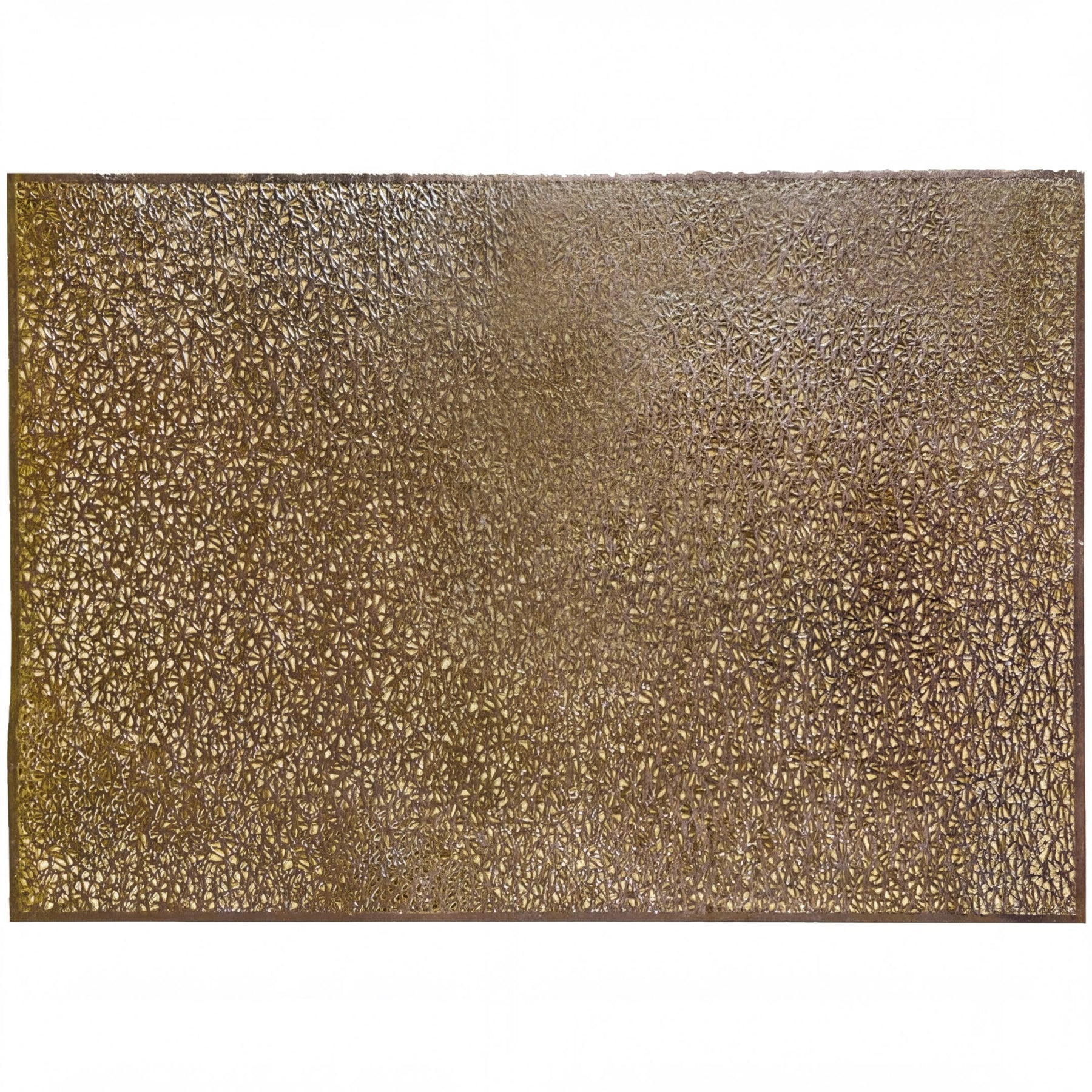 Set of six gold PVC cut-out placemats with intricate design, ideal for protecting surfaces during meals.