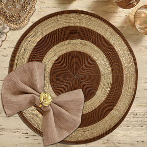 Set of four Dillen Grace beaded placemats from The Dillen Collection, 14-inch elegant decorative dining table decor.