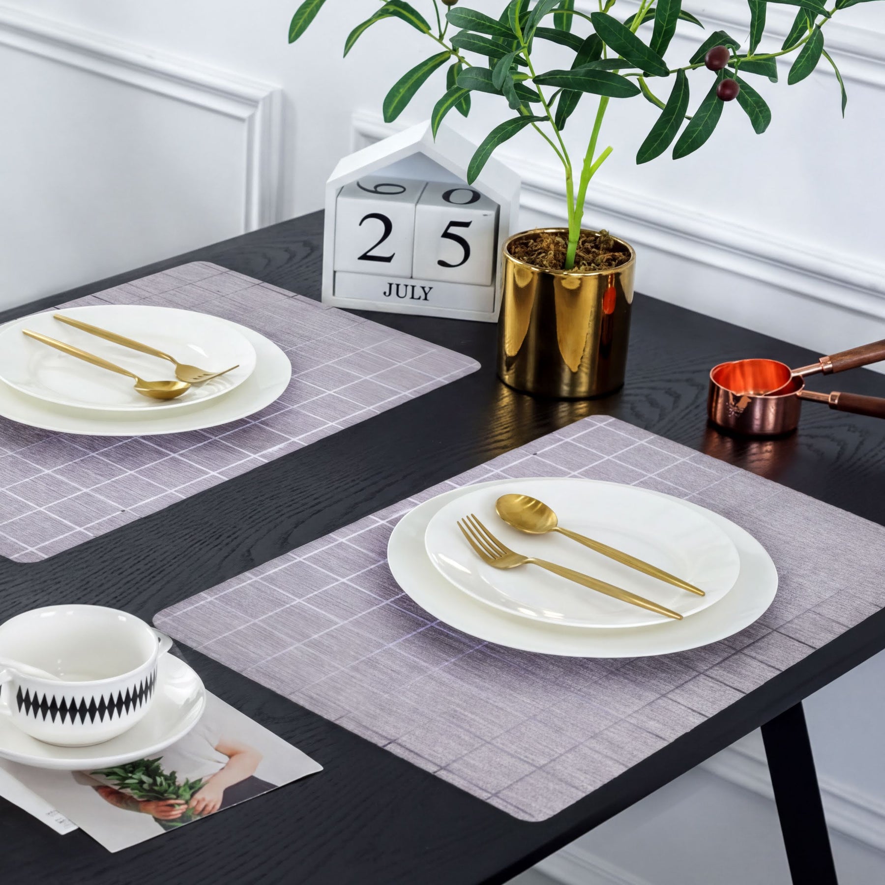 Set of 8 woven PVC placemats, durable and stylish, designed for dining tables, from the TH1910615B brand.