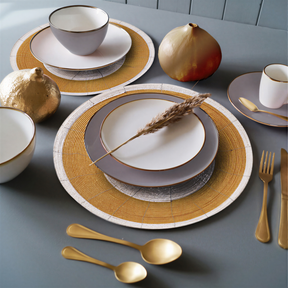 Set of four Amberly Grace beaded placemats from The Amberly Collection, decorative 14-inch dining table accessories by BD-034.