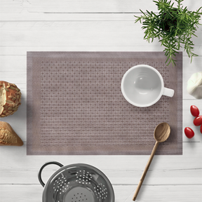 Brown and gold PVC placemats, heat-resistant and washable, designed for indoor and outdoor table protection and decor.