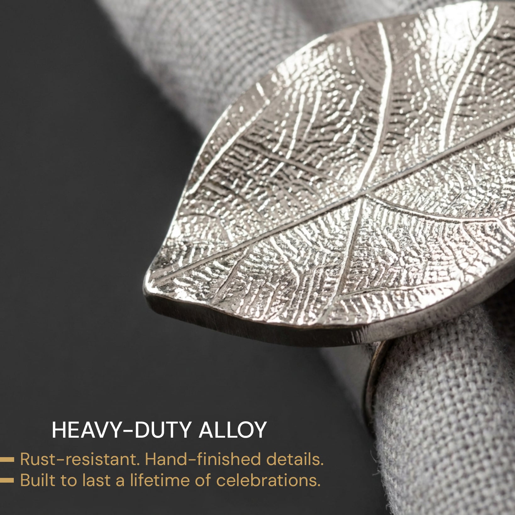 Silver Grace – Napkin Rings in Silver Leaf Design, Elegant Decorative Dining Table Décor