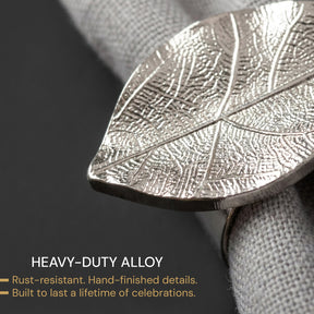 Silver Grace – Napkin Rings in Silver Leaf Design, Elegant Decorative Dining Table Décor