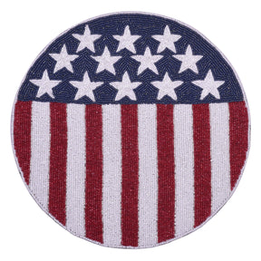 USA Patriotic Flag Round Beaded Placemats