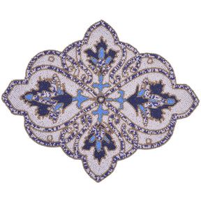 Beaded Placemats Heat-Resistant Table Mats in Blue White