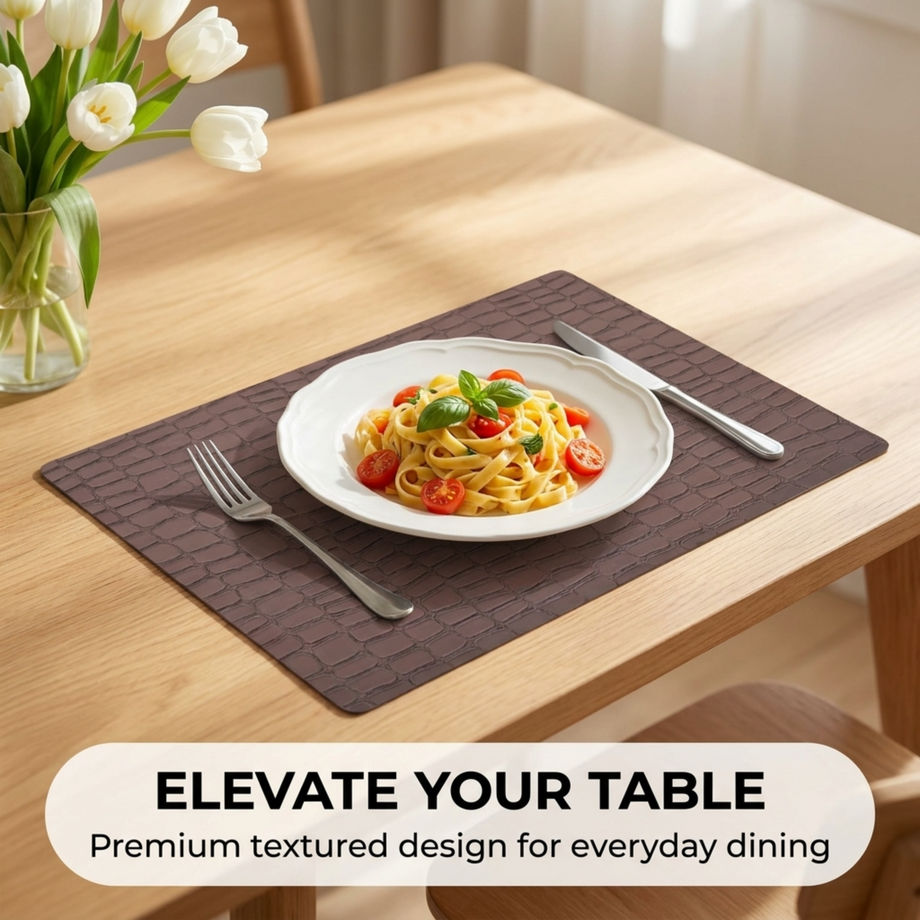 Set of 4 and 6 PVC placemats from 618EVA-7-17-4, featuring colorful, durable plastic surface ideal for dining tables.