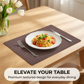 Set of 4 and 6 PVC placemats from 618EVA-7-17-4, featuring colorful, durable plastic surface ideal for dining tables.