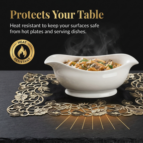 Midnight Gold – Black Gold Table Placemats, Tarantino Collection Elegant Dining Décor 12*18 inch