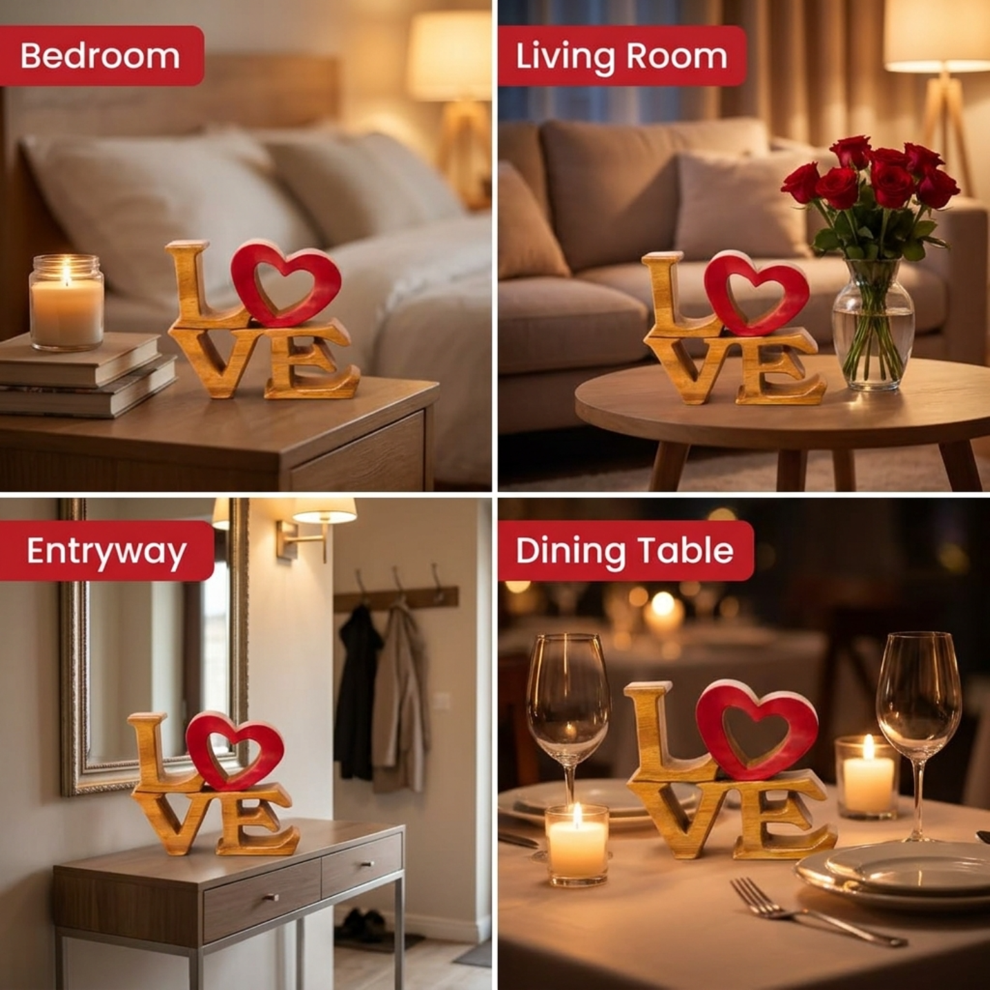 Elmija Enduring Love – Hand-Carved Wooden Sculpture, Handmade Decorative Home Art