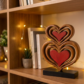 Twin Souls – Handmade Wooden Hearts Sculpture, Symbol of Love