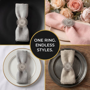 Silver Radiance – Napkin Rings in Silver Crystals Design, Elegant Decorative Dining Table Décor