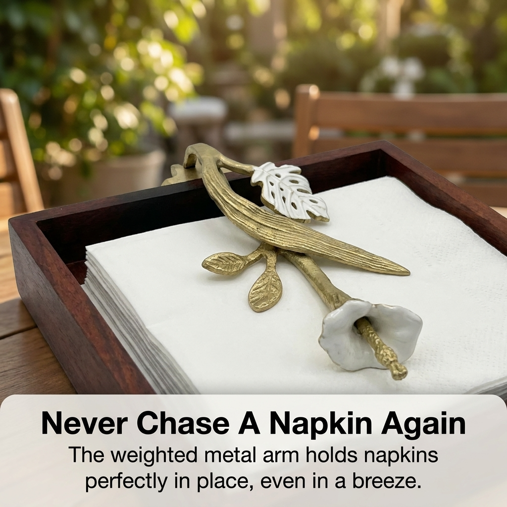 Wooden Napkin Holder – Gold Finish Ornament