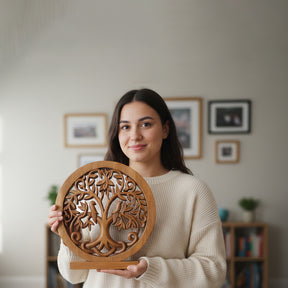 Mauk Tree of Life Wooden Sculpture – Hand-Carved Decorative Art | Decozen Luxe, Gift for Mom