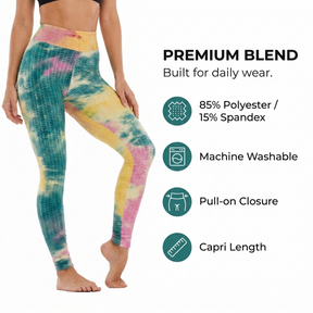 Yogazen Women's High-Waist Capri Leggings – Tummy-Control Yoga Pants (Camo & Brights)