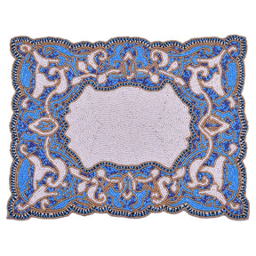 Beaded Placemats Heat-Resistant Table Mats in Blue White
