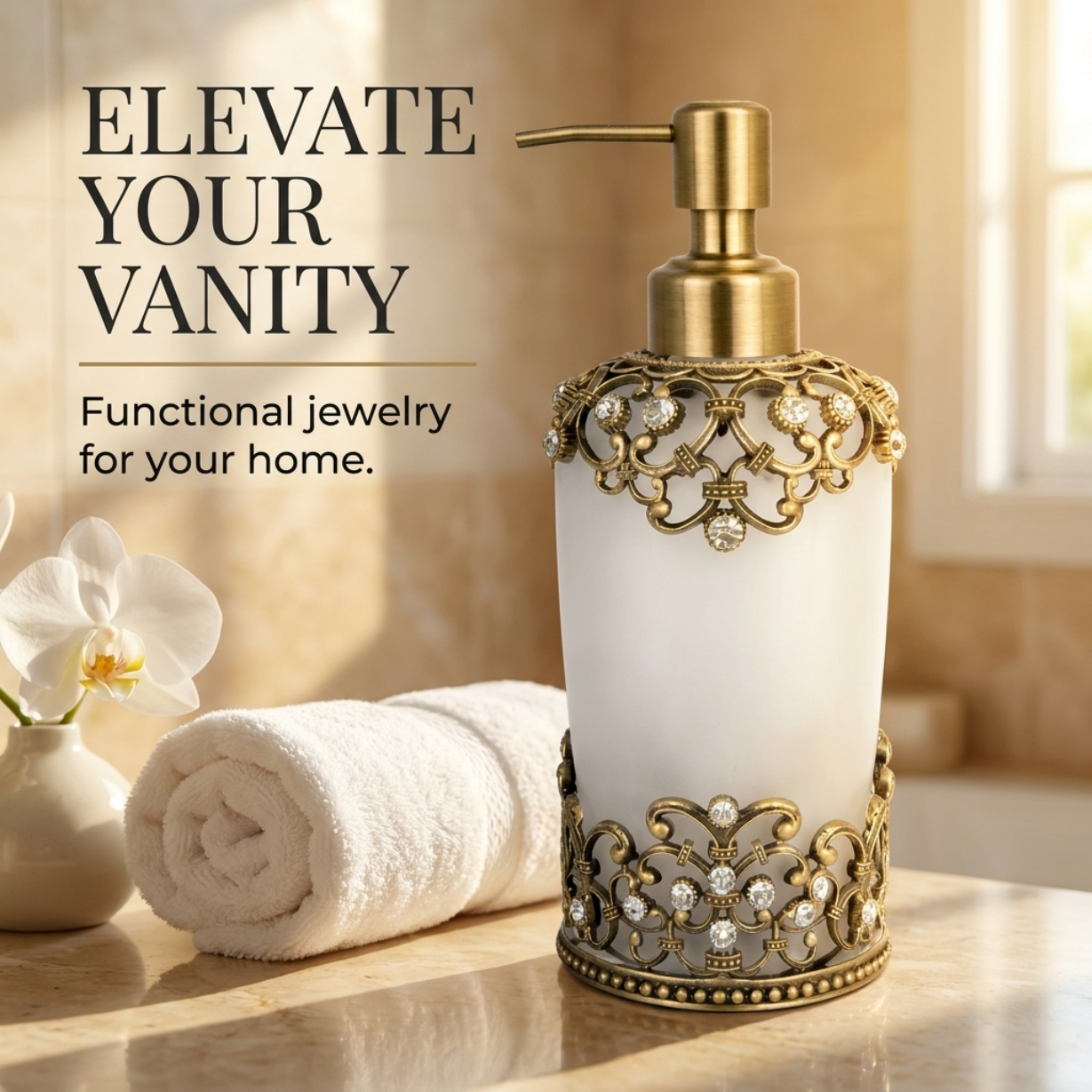 LB24585 Amara Bliss modern decorative bathroom soap and lotion dispenser, 9 oz ceramic lotion dispenser with elegant design