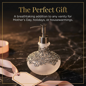 Elegant Haven modern decorative lotion dispenser by LB 22725, handmade soap dispenser for stylish bathroom decor.