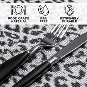 Set of PVC placemats from 618EVA-6-7-4, showing four colorful, textured placemats on a dining table.