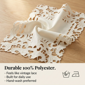 Light Beige Table Runner with European Embroidery – Rustic Vintage Decor