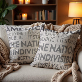 Patriotic Design Printed Throw Pillow Cover - 18 x 18 Inches