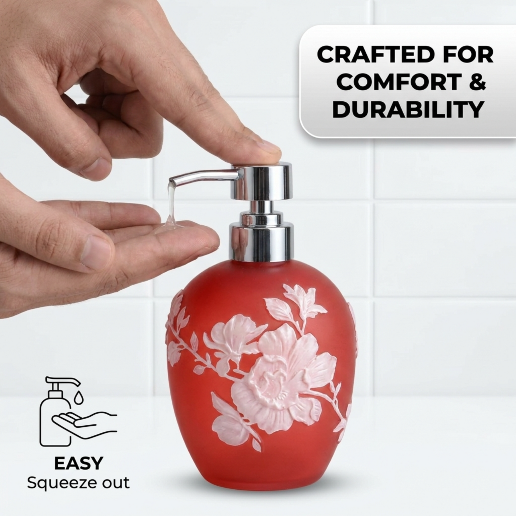 Elegant modern bathroom décor accessories set of 6 from The Savannah Collection by AH7001, including soap dispensers and holders.