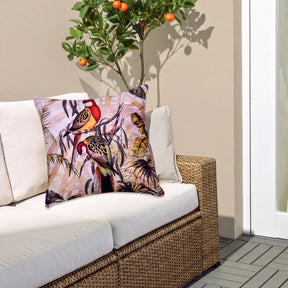 Set of four LD20180010170-4 birds printed design throw pillow covers showing colorful bird patterns on fabric.
