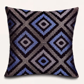 Blue Gray Pillow Covers - 20 x 20 Inch Throw Pillow Covers | Embroidered Linen Cushion