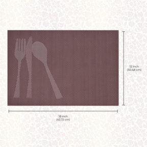 Set of four Cambridge Brown vinyl PVC placemats, heat and scratch resistant, for protecting table surfaces.
