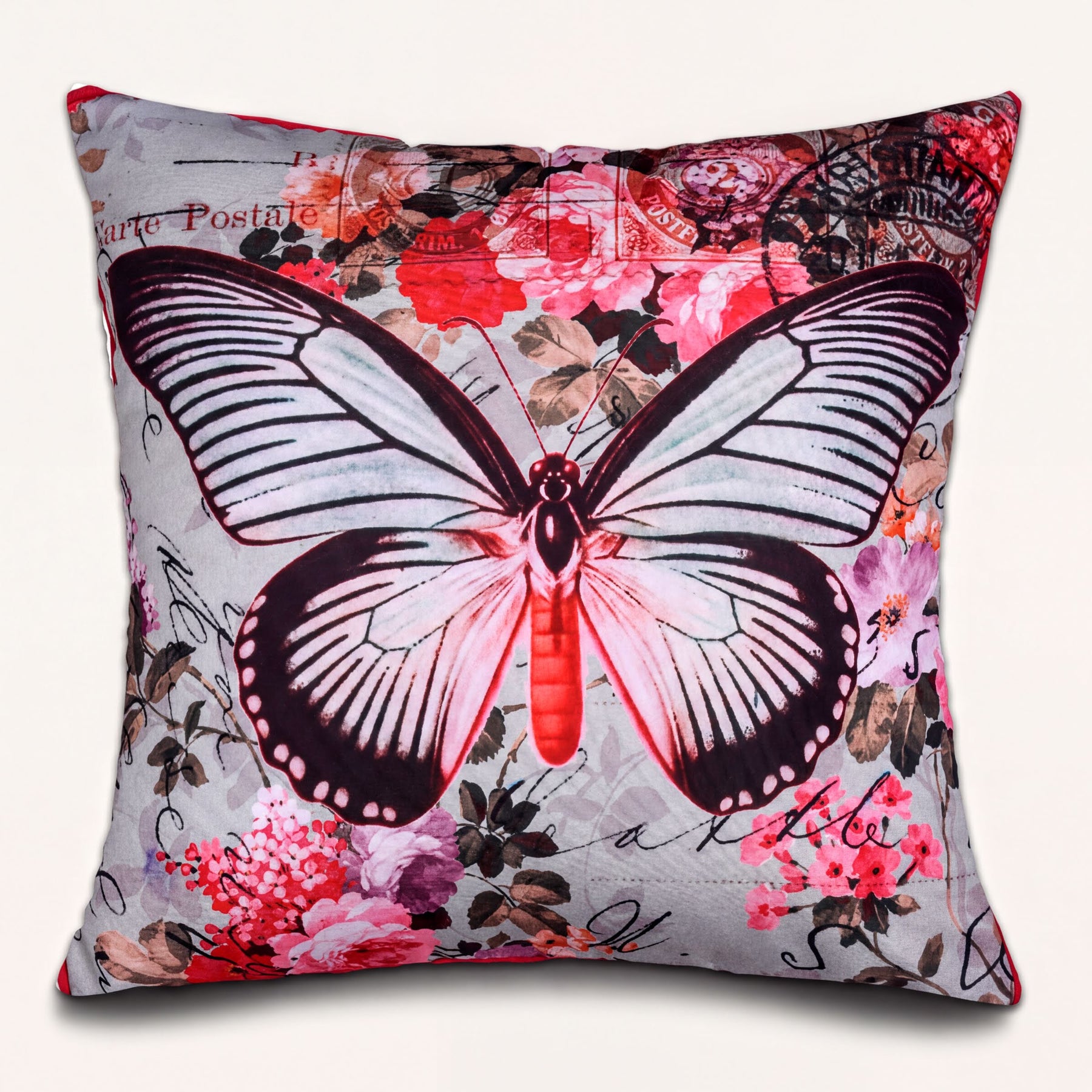 Set of four LD20180010162-4 butterfly printed throw pillow covers with colorful butterfly designs on soft fabric.