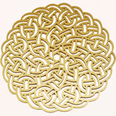 Set of two gold wooden placemats with a natural wood finish, perfect for protecting dining tables during meals.