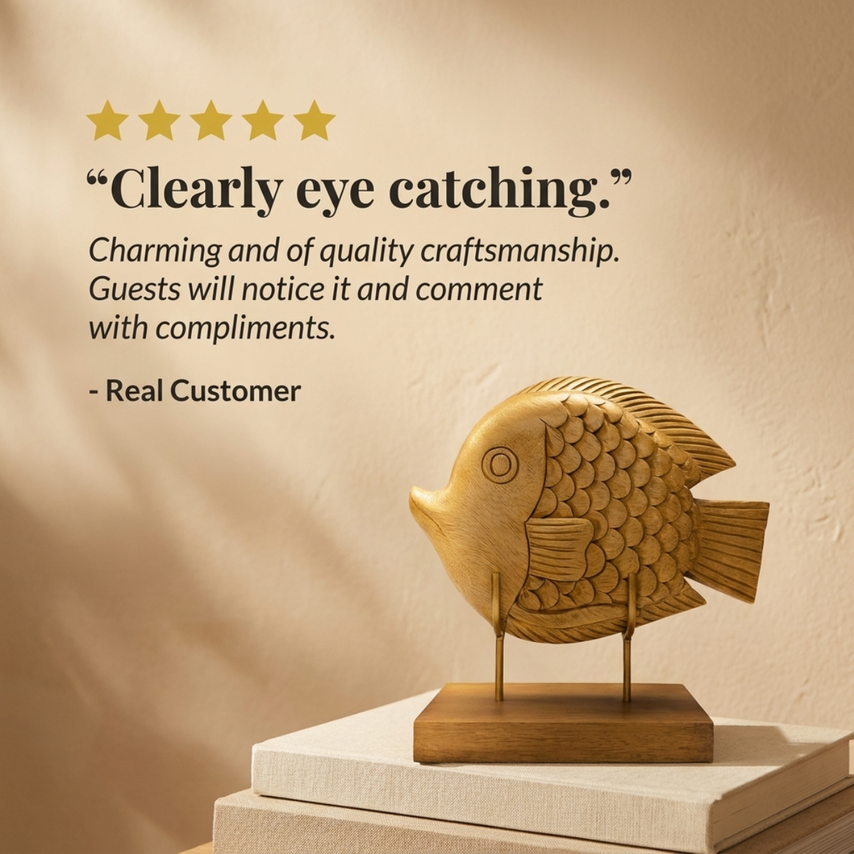Wooden Fish Sculpture – Ocean Whisper, Acacia Wood
