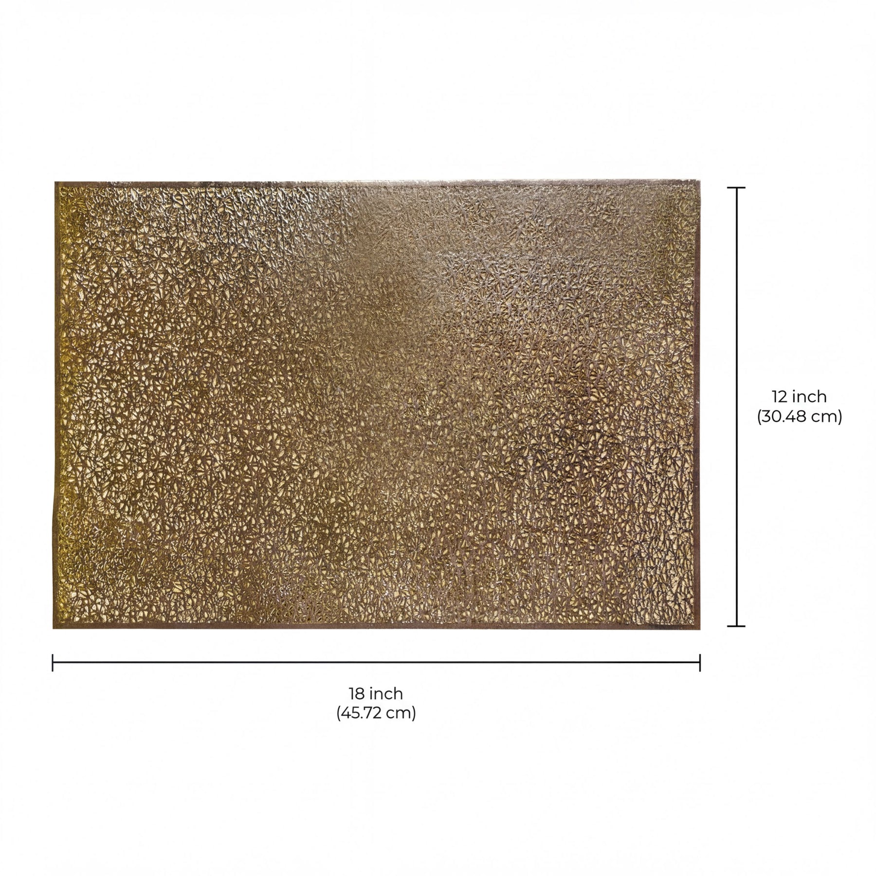 Set of 6 gold PVC cut-out placemats with intricate patterns, designed to protect surfaces and add decorative elegance.