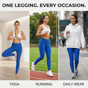 Yogazen Women's High-Waist Scrunch Booty Leggings – Blue