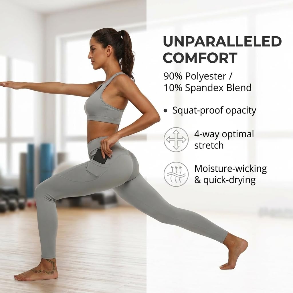 Yogazen Seamless Leggings with Pockets - Gray