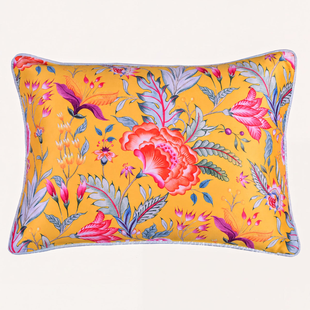 Floral printed throw pillow cover by CC-9695-4, 14x20 inches, featuring vibrant flower pattern on fabric.