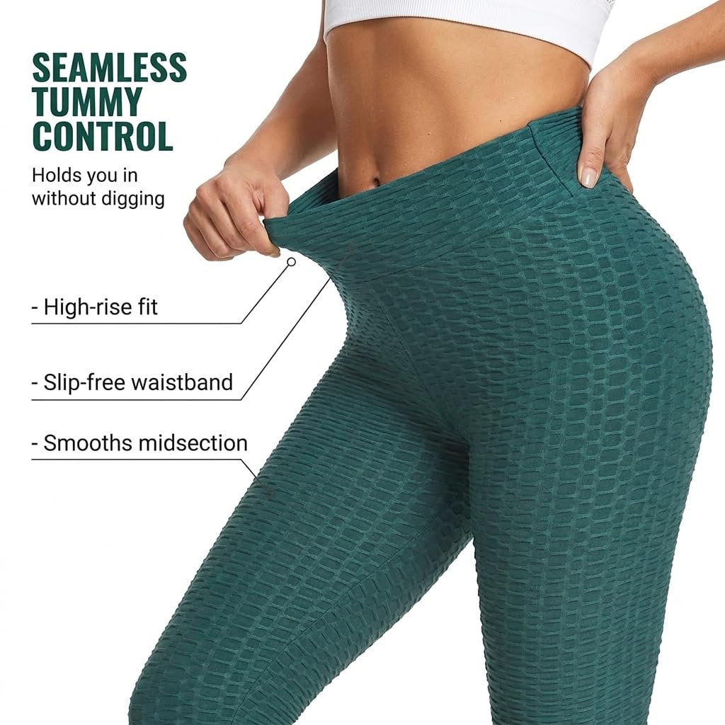 Yogazen Women's High-Waist Scrunch Booty Leggings – Green
