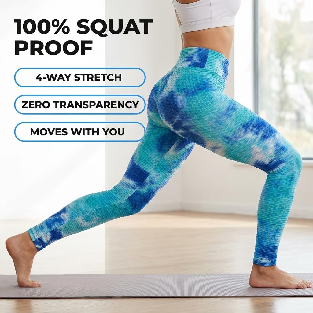 Yogazen Women's High-Waist Printed Capri Leggings – Blue