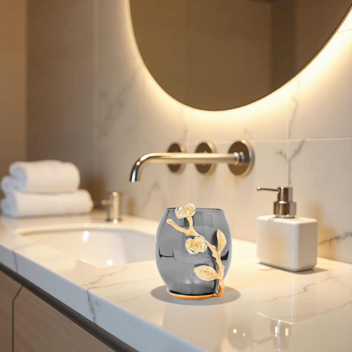 Milli Essence – Handmade Bathroom Tumbler, Modern Decorative Counter Accessory - Decozen