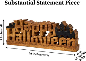 Happy Halloween Sculpture in Wood for Fall Autumn and Thanksgiving Gift for Home Decor