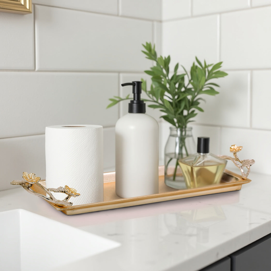 Wild Bloom – Artistic Decorative Home Accessory Handmade Bathroom Vanity Tray - Decozen